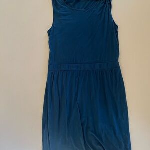 Theory One Shoulder Dress in Deep Blue